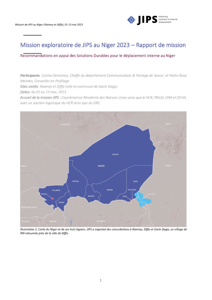 Mission exploratoire de JIPS au Niger 2023 – Rapport de mission (May 2023)